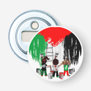 Kinderen van Gaza schilderen Palestijnse vlag  Button Flesopener