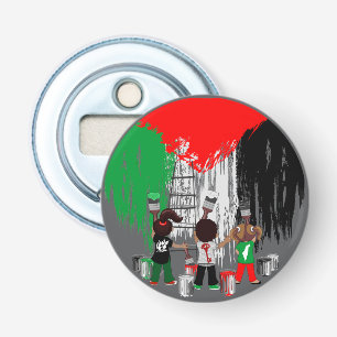 Kinderen van Gaza schilderen Palestijnse vlag  Button Flesopener