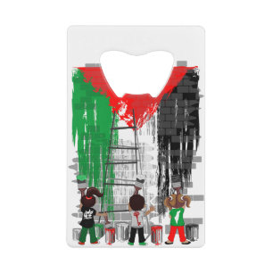 Kinderen van Gaza schilderen Palestijnse vlag Kredietkaart Flessenopener