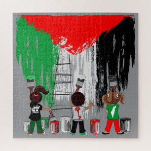 Kinderen van Gaza schilderen Palestijnse vlag Legpuzzel
