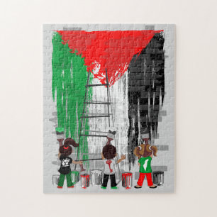 Kinderen van Gaza schilderen Palestijnse vlag Legpuzzel