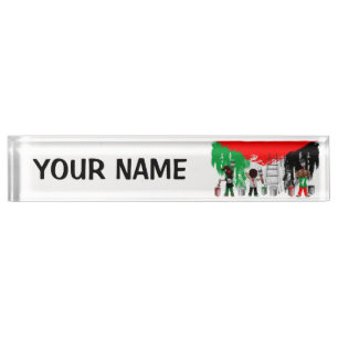 Kinderen van Gaza schilderen Palestijnse vlag Naambordje