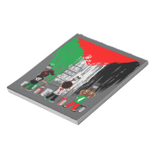 Kinderen van Gaza schilderen Palestijnse vlag Notitieblok