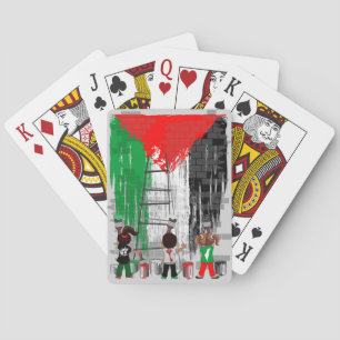 Kinderen van Gaza schilderen Palestijnse vlag Pokerkaarten