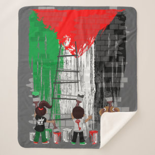 Kinderen van Gaza schilderen Palestijnse vlag Sherpa Deken