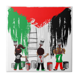 Kinderen van Gaza schilderen Palestijnse vlag Tegeltje