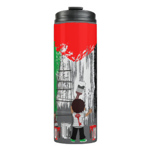 Kinderen van Gaza schilderen Palestijnse vlag Thermosbeker