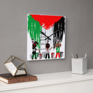 Kinderen van Gaza schilderen Palestijnse vlag  Vierkante Klok