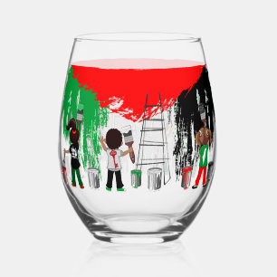 Kinderen van Gaza schilderen Palestijnse vlag Wijnglas Zonder Voet
