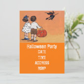  kinderen van het Halloween-feest met heks Kaart (Staand voorkant)