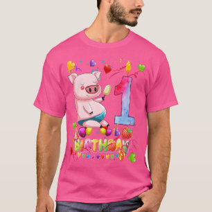 Kinderen Varkentje Verjaardagsfeestje 1 Jaar Oude T-shirt