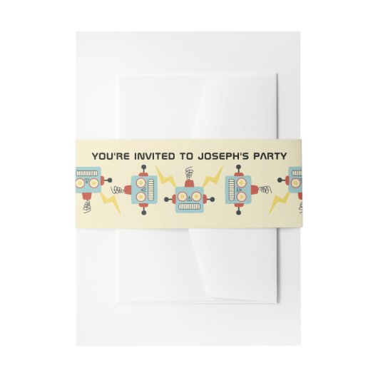 Kinderen Verjaardag Antiek robotpatroon Uitnodigingen Wikkel (Voorkant Voorbeeld)