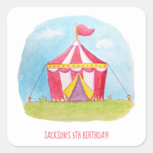 Kinderen Verjaardag Carnaval Waterverf Decoraties Vierkante Sticker