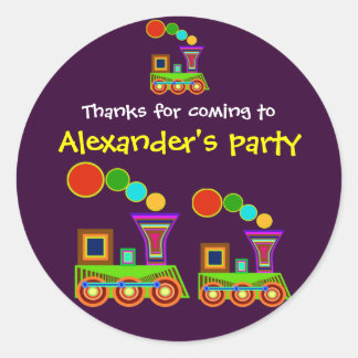 Kinderen Verjaardag Dank u Stickers: Train Ronde Sticker
