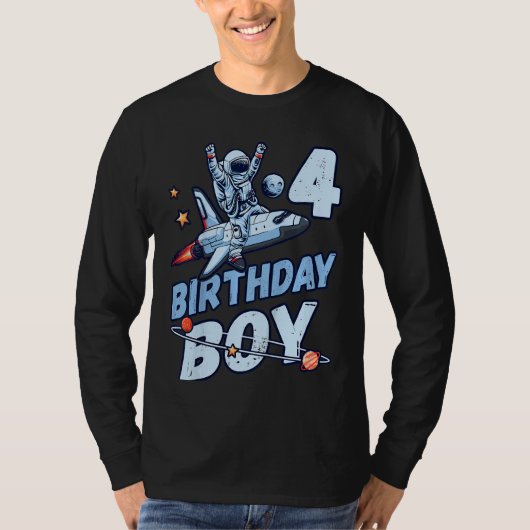 Kinderen Verjaardag Jongen 4 Jaar Oud Astronaut Pl T-shirt (Voorkant)