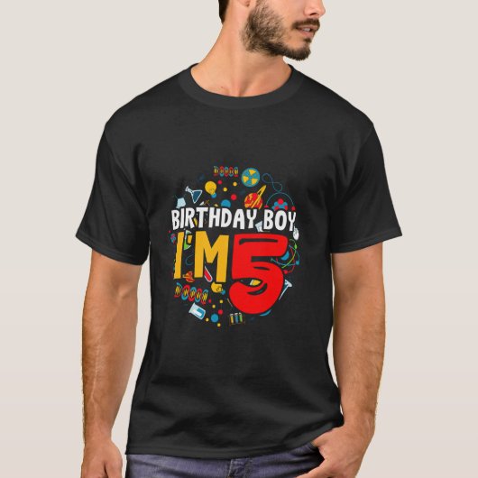 Kinderen Verjaardag Jongen Ik ben 5 Jaar Oud Gifts T-shirt (Voorkant)