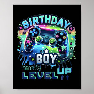 Kinderen Verjaardag Jongen Level Up Gamer Controll Poster