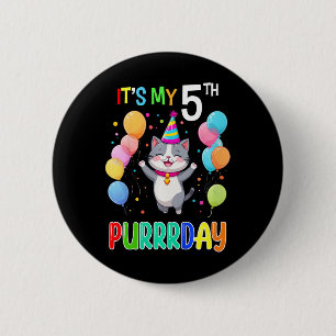 Kinderen Verjaardag Kat Shirt 5 Meisjes Jongens 5e Ronde Button 5,7 Cm