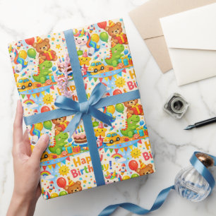 Kinderen Verjaardag Kleurrijk Inpakpapier