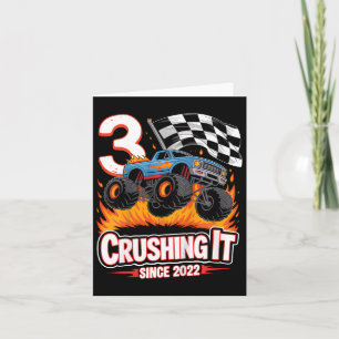 Kinderen Verjaardag Monster Truck 3 Jaar Oude Jong Kaart