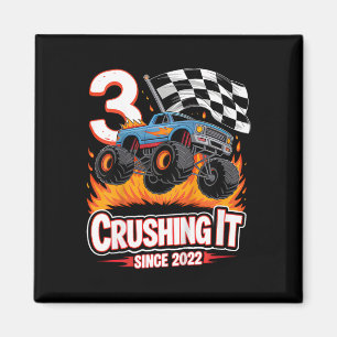 Kinderen Verjaardag Monster Truck 3 Jaar Oude Jong Magneet