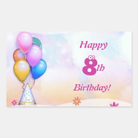 Kinderen Verjaardag Rechthoek Sticker (Voorkant)