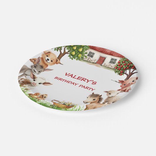 Kinderen Verjaardagsfeestje Boerderijdieren voor M Papieren Bordje (Gekanteld)