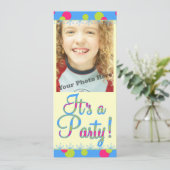 Kinderen Verjaardagsfeestje Foto uitnodigingen (Staand voorkant)