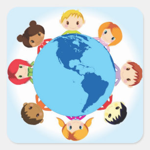 kinderen vierkante sticker