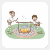 Kinderen voor kampvuur vierkante sticker (Voorkant)
