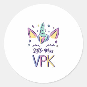 Kinderen VPK Meisje Eerste Dag Little Miss VPK T-s Ronde Sticker