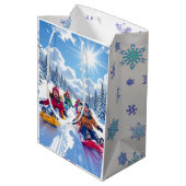 Kinderen vrolijk sleeën winter plezier medium cadeauzakje (Achterkant Gekanteld)