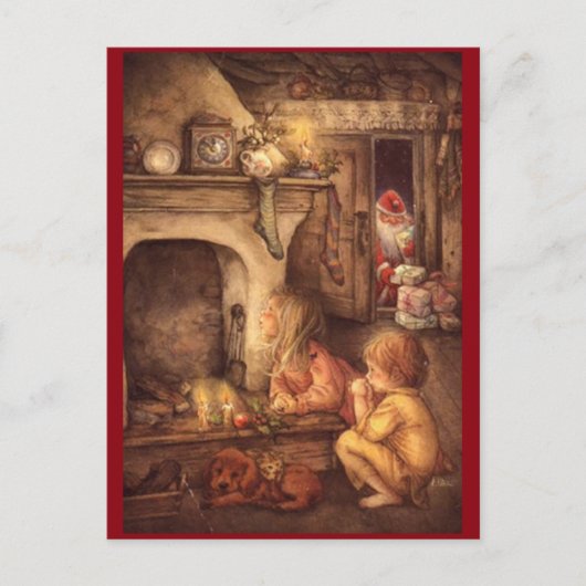 kinderen wachten op de kerstman feestdagenkaart (Voorkant)