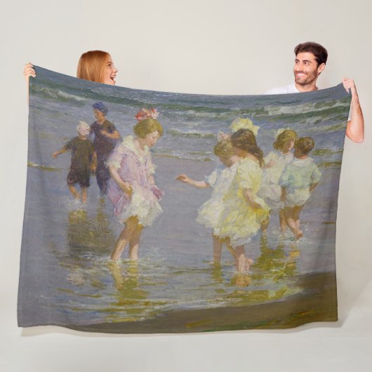 Kinderen Waden op het strand (door E.H. Potthast) Fleece Deken (In situ)