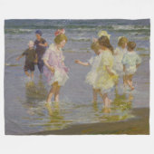 Kinderen Waden op het strand (door E.H. Potthast) Fleece Deken (Voorkant (Horizontaal))