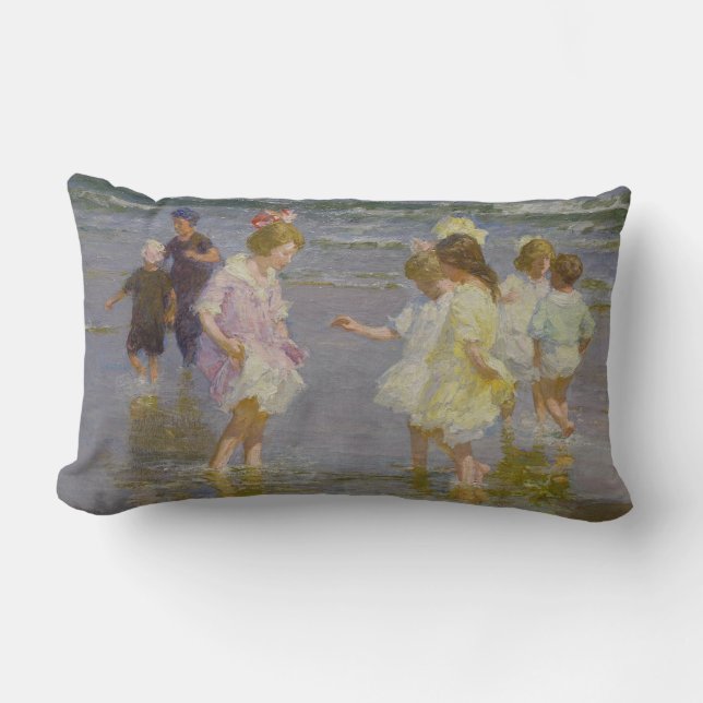 Kinderen Waden op het strand (door E.H. Potthast) Kussen (Voorkant)