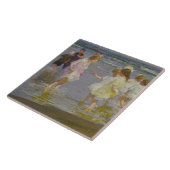Kinderen Waden op het strand (door E.H. Potthast) Tegeltje (Zijkant)