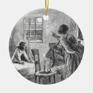 Kinderen wakker worden op kerstavond keramisch ornament