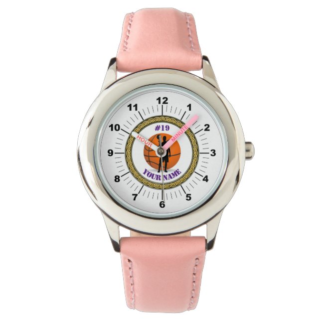 Kinderen Watch Custom Basketball - Voeg naam/numme Horloge (Voorkant)