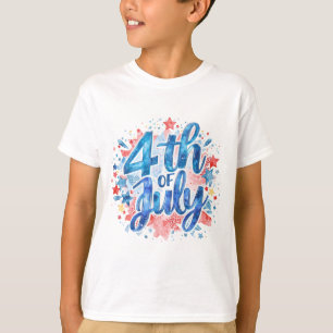 Kinderen Waterverf 4 juli Patriottische T-shirt