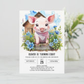 Kinderen Waterverf Barnyard Pig Verjaardag Kaart (Staand voorkant)