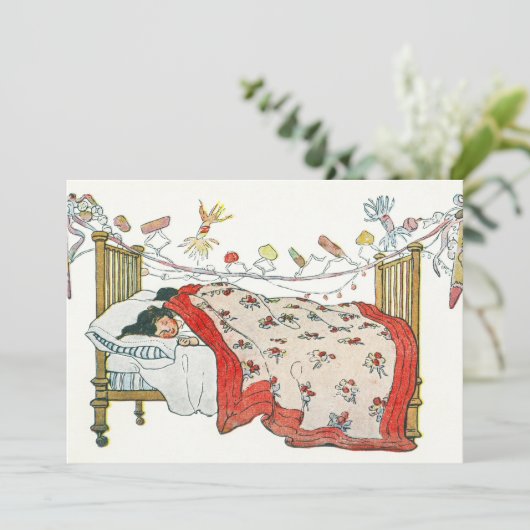 Kinderen werden in hun bedden alle snuffel nesteld feestdagenkaart (Staand voorkant)