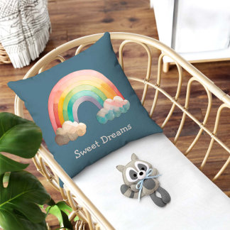 Kinderen Whimsical Pastel Regenboog in Wolken Kussen