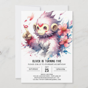 Kinderen Woodland Monkey Verjaardag Kaart