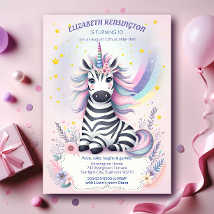 Kinderen Zebra Eenhoorn Regenboog Verjaardagsfeest Kaart