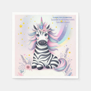 Kinderen Zebra Eenhoorn Regenboog Verjaardagsfeest Servet