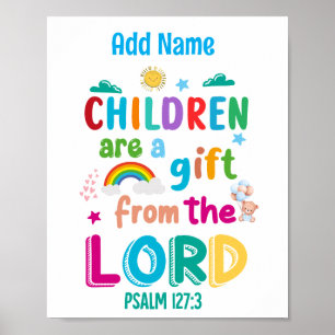 "Kinderen zijn een geschenk van de Heer" (blauw) Poster
