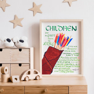 Kinderen zijn een geschenk van de Heer Psalm 127:3 Poster