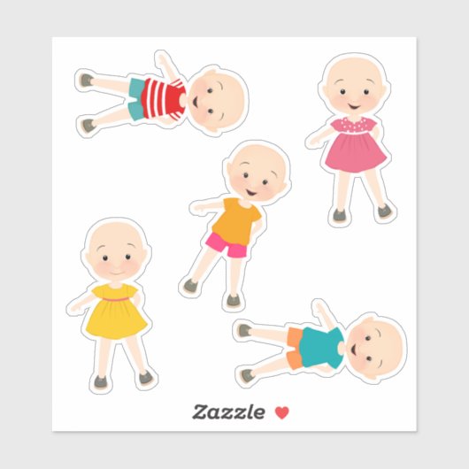 Kinderen zonder haar Stickers Set 2 (Vel)