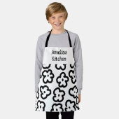 Kinderen Zwart-wit Floral Modern Schort (Gedragen)